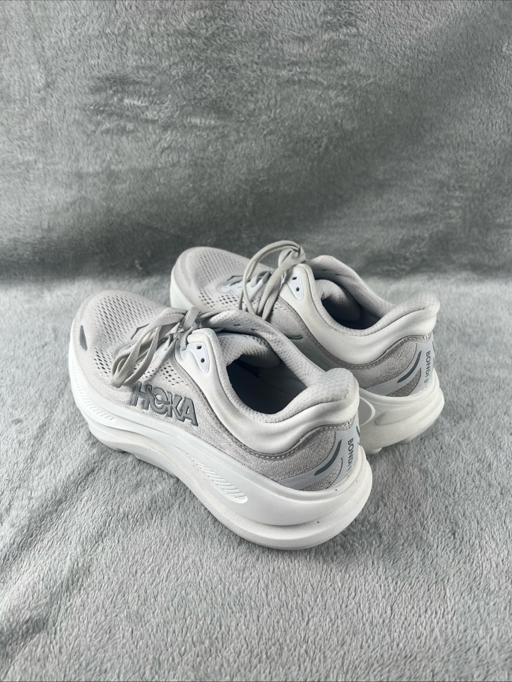 Hoka Bondi 9 Womens Size 7B Gray White Athletic Running Shoe Sneaker Comfort - Picture 6 of 11
